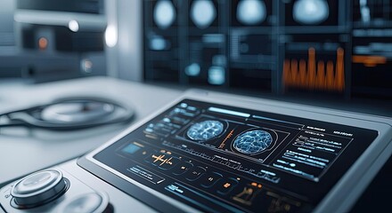 Fototapeta premium Control panel displaying advanced monitoring interface and data analytics.