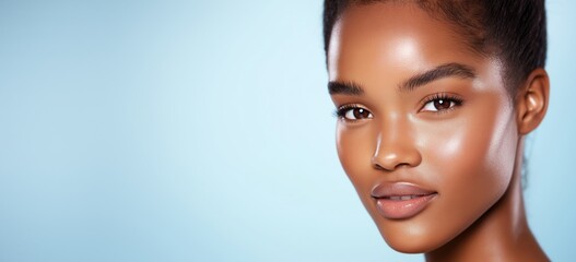 Youthful beauty: close-up portrait of a young woman's radiant skin
