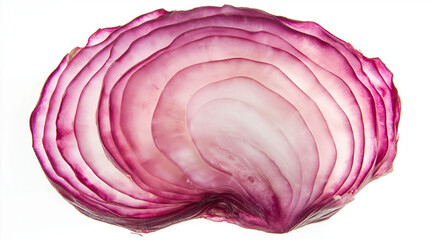 Obraz premium red onion slice: a close-up, top-down view of a single slice of red onion