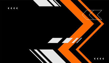 Orange and white abstract shapes with black background vector design