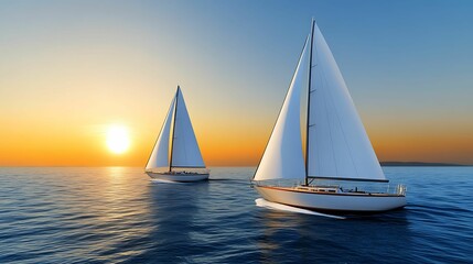 Fototapeta premium Sailing into the Sunset A Tranquil Evening on the Water