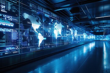 The logistics control center is actively monitoring delivery routes with large screens showcasing real-time operational data. Generative AI