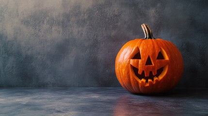 Spooky Jack-O'-Lantern on a Dark Background
