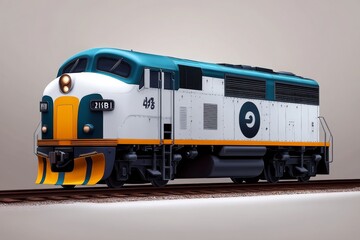Naklejka premium Minimalist outline of a train engine, focusing on the bold, geometric shapes of the locomotive, emphasizing power and speed with simple, clean forms