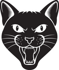  Cats Icon Vector Black and White Color. Black Cat Sitting On White Background Vector Illustration