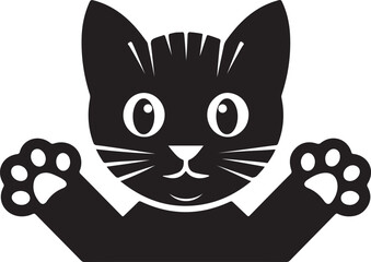  Cats Icon Vector Black and White Color. Black Cat Sitting On White Background Vector Illustration