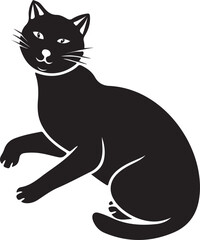  Cats Icon Vector Black and White Color. Black Cat Sitting On White Background Vector Illustration