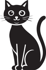  Cats Icon Vector Black and White Color. Black Cat Sitting On White Background Vector Illustration