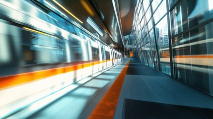 Fast Train in Modern Station