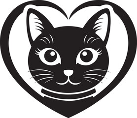  Cats Icon Vector Black and White Color. Black Cat Sitting On White Background Vector Illustration
