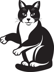  Cats Icon Vector Black and White Color. Black Cat Sitting On White Background Vector Illustration