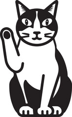  Cats Icon Vector Black and White Color. Black Cat Sitting On White Background Vector Illustration