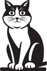  Cats Icon Vector Black and White Color. Black Cat Sitting On White Background Vector Illustration