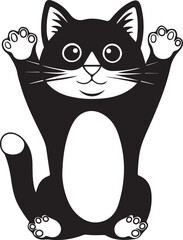  Cats Icon Vector Black and White Color. Black Cat Sitting On White Background Vector Illustration