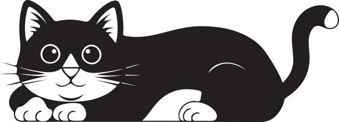  Cats Icon Vector Black and White Color. Black Cat Sitting On White Background Vector Illustration