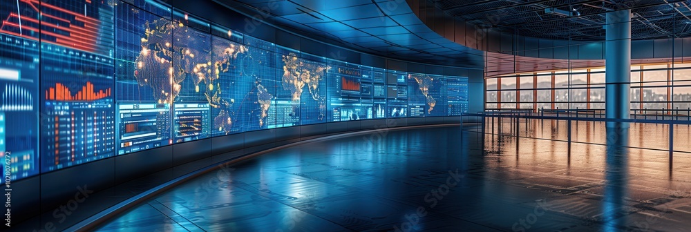 Leinwandbilder a logistics control center showcases large screens with live data on deliveries and routes during bu