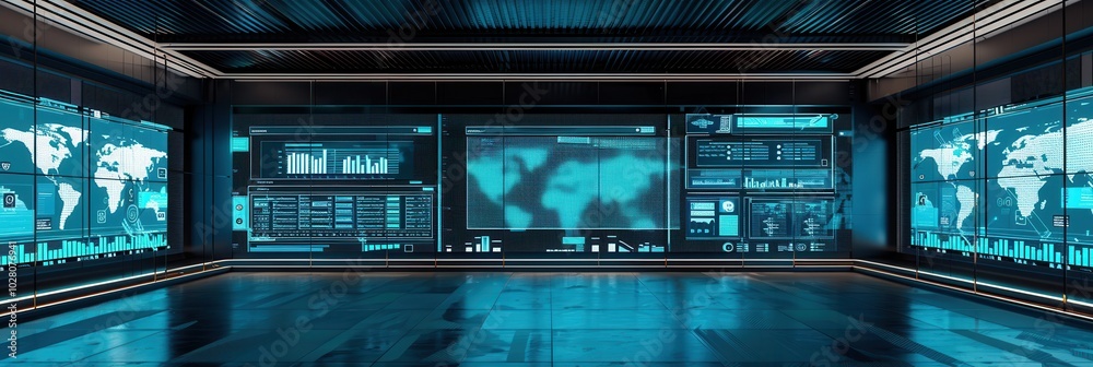 Fototapete a logistics control center features large screens showing delivery data and route analytics for effi