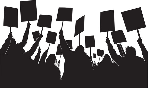 A group of people exercising their constitutional right to assemble. Protestors carrying signs in support of a cause.