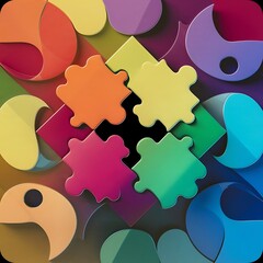 Abstract puzzle background with one piece missing