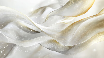 Abstract golden and silver flowing waves with sparkling accents for elegant design