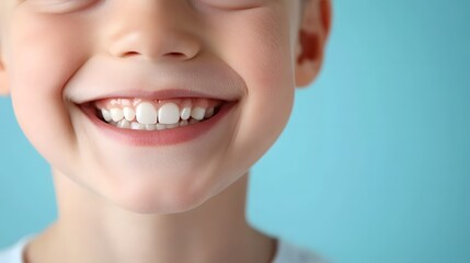 Obraz premium Close-up of a Child's Smiling Face with White Teeth