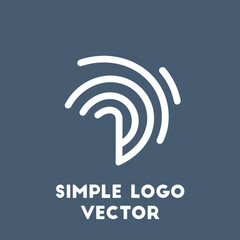 Simple White Curved Lines Forming a Letter P Logo Design