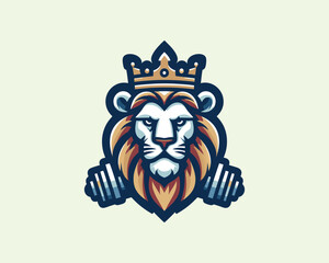 Gym Lion Logo Design Vector Template. Lion Head Logo Icon Vector Illustration