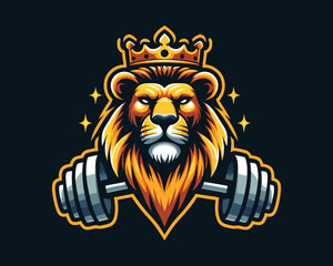 Gym Lion Logo Design Vector Template. Lion Head Logo Icon Vector Illustration