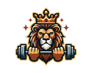 Gym Lion Logo Design Vector Template. Lion Head Logo Icon Vector Illustration