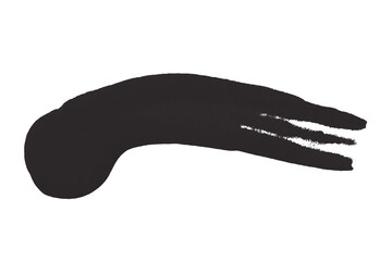 Isolated black brush stroke on transparent background.