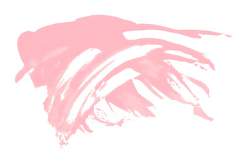 Isolated pink brush stroke on transparent background.