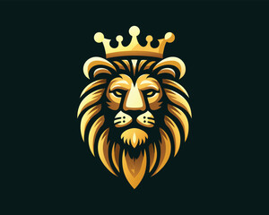 King Lion Head Logo Icon Vector illustration