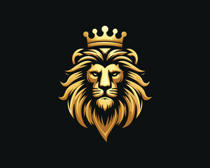 King Lion Head Logo Icon Vector illustration