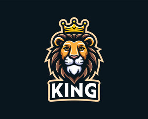 King Lion Head Logo Icon Vector illustration
