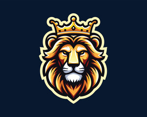 King Lion Head Logo Icon Vector illustration