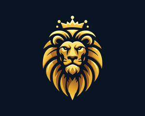 King Lion Head Logo Icon Vector illustration