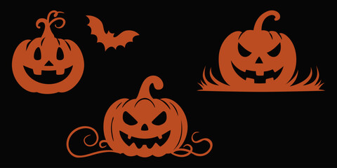 Dynie na Halloween. Zestaw wektorowych grafik do wykorzystania w projektach.