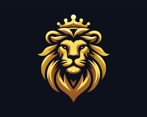 King Lion Head Logo Icon Vector illustration