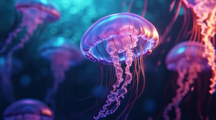 Vibrant Jellyfish in an Underwater World