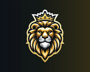 King Lion Head Logo Icon Vector illustration