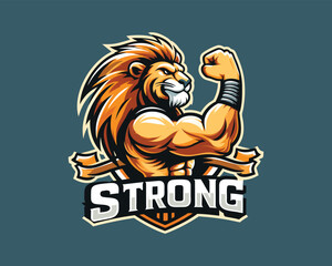 Strong boxer lion logo icon vector illustration