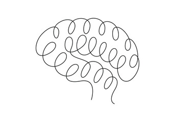 Human brain continuous one line drawing. Hand drawn minimalism style vector illustration