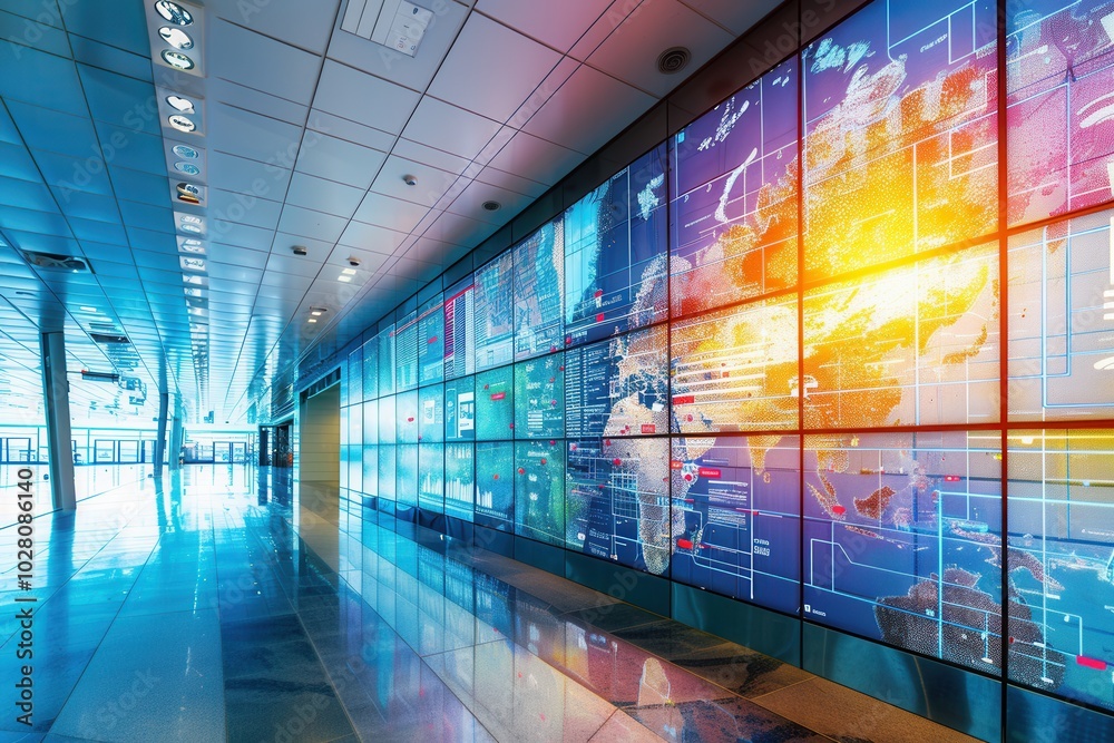 Leinwandbilder large digital screens display real-time delivery and route data in an active logistics control cente