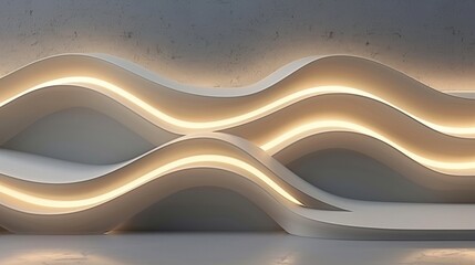 Wallpaper Abstract background with white waves and warm lighting creating a modern and elegant design