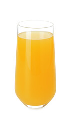Glass with pineapple juice isolated on white