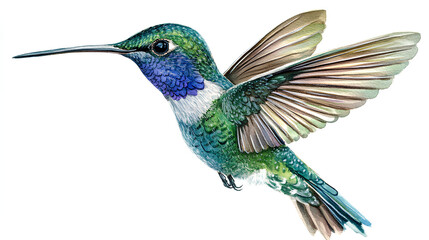 Obraz premium Hummingbird watercolor colorful birds isolated white background