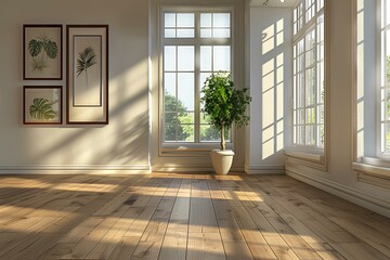 Fototapeta premium A potted plant sitting on top of a wooden floor