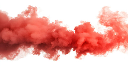 Fototapeta premium Red smoke plume isolated on white background