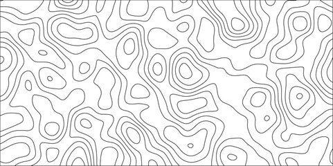 Abstract black & white topographic Contour Scheme and Terrain on old paper. Geographic mountain terrain. Contour map background. Cartographic Weave with seamless striped patterns and wavy Lines