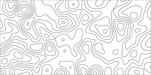 Abstract black & white topographic Contour Scheme and Terrain on old paper. Geographic mountain terrain. Contour map background. Cartographic Weave with seamless striped patterns and wavy Lines